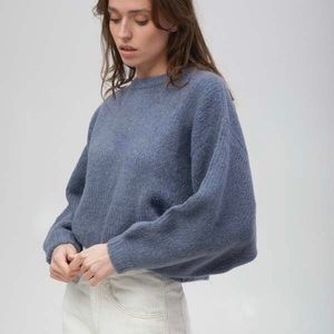 Atelier Delphine Balloon-sleeve Alpaca Wool Sweater Slate Blue M/L